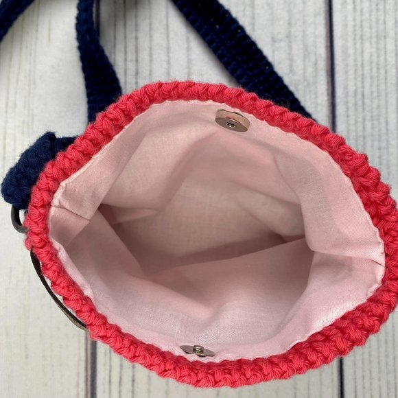 Crochet sunflower small crossbody bag, lined, handmade 6.5" pouch, phone bag - Picture 4 of 9